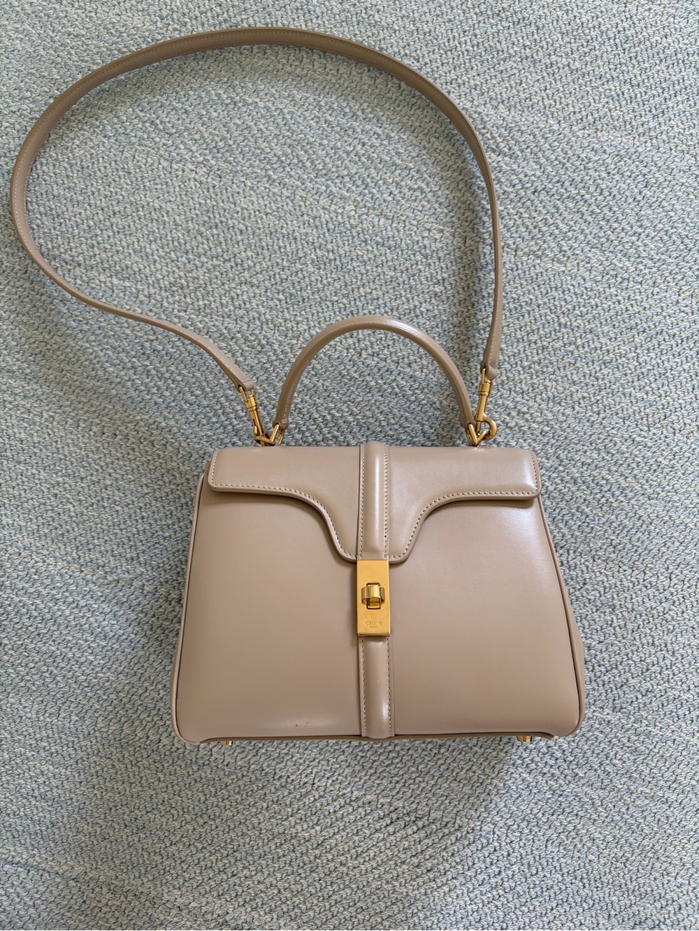 Celine Taupe Leather Top-Handle Shoulder Bag with Gold Hardware - Picture 2 of 10